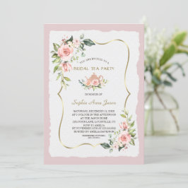 Convite Modern Watercolor Blush Flowers Bridal Tea Party