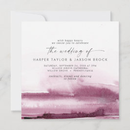 Convite Modern Watercolor | Casamento Quadrado Vermelho
