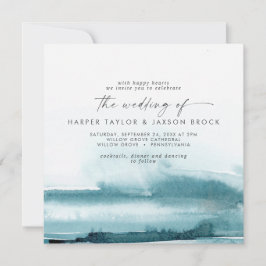 Convite Modern Watercolor | Casamento Teal Square