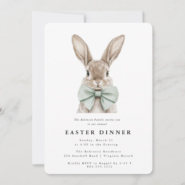 Convite Modern Watercolor Easter Dinner  Invitation  (Frente)
