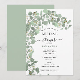 Convite Modern Watercolor Eucalyptus Deixa Chá de panela