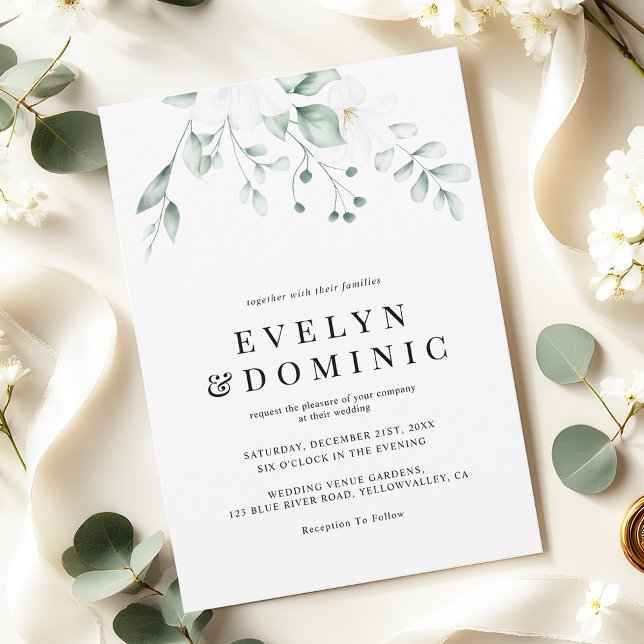 Convite Modern Watercolor Greenery Foliage Wedding (Criador carregado)