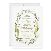Modern Watercolor Greenery Laurel Wedding