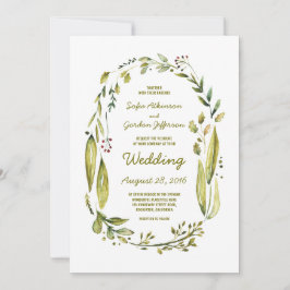 Convite Modern Watercolor Greenery Laurel Wedding