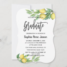 Convite Modern Watercolor Lemon, GRADUAÇÃO Tropical