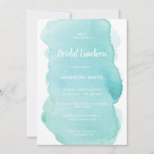Convite Modern Watercolor Mint Turquoise Bridal Lunchee