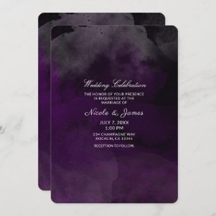 Convite Modern Watercolor Moody Plum Purple Chic Casamento
