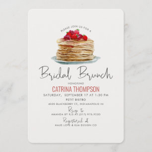 Convite Modern Watercolor Pancakes Bridal BrunChá