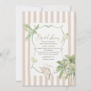 Convite Modern Watercolor Tropical Beach Palm Serenity San