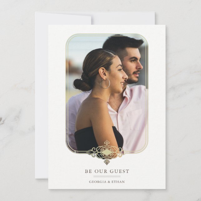 Convite Modern Wedding Flourish Filigree Fancy Photo Frame (Frente)