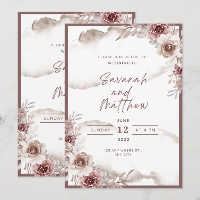 Convite Modern Wedding Invitation Clean Minimal Style (Frente/Verso)