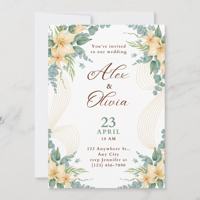 Convite Modern Wedding Invitation Elegant Minimal Layout (Frente)