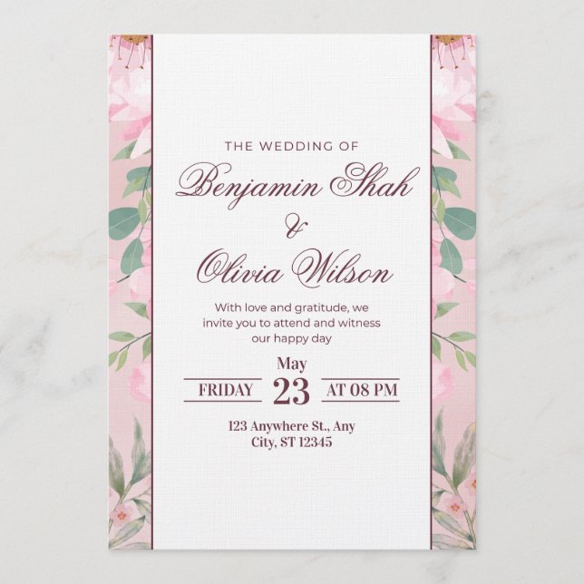 Convite Modern Wedding Invitation | Elegant Romantic (Frente)