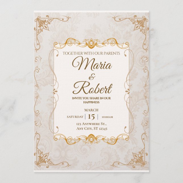 Convite Modern Wedding Invitation | Elegant Romantic  (Frente)