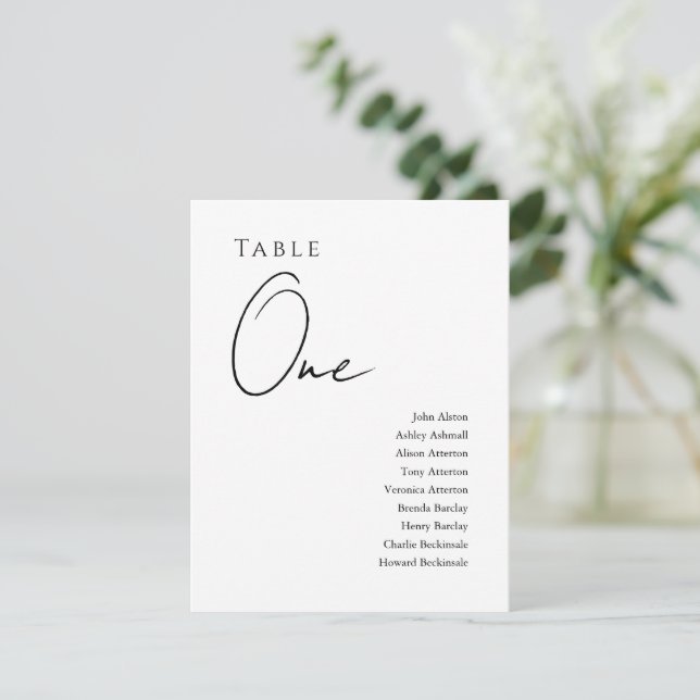 Convite Modern Wedding Seating Chart, Minimalist Card  (Em pé/Frente)