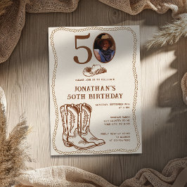 Convite Modern Western Cowboy Boots 40 50 Photo Birthday