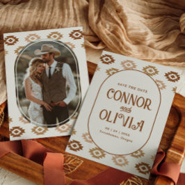 Convite Modern Western Photo Save the Date Card