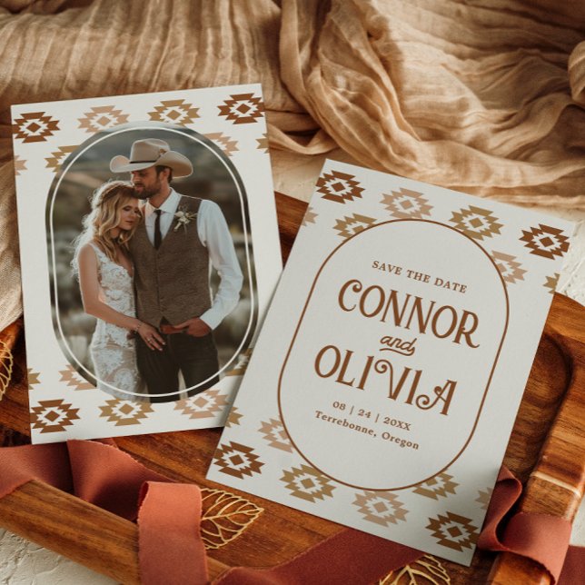 Convite Modern Western Photo Save the Date Card (Criador carregado)