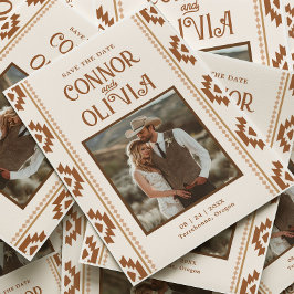 Convite Modern Western Photo Save the Date Card