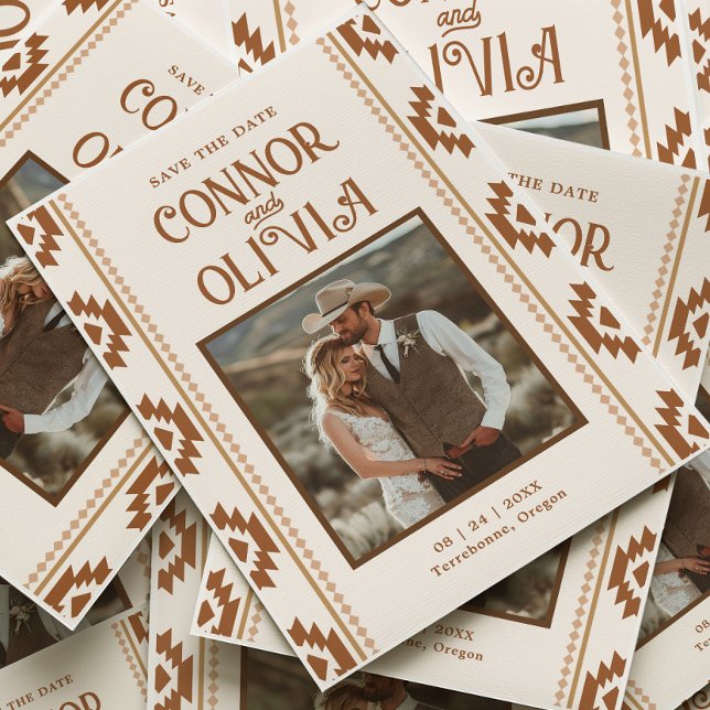 Convite Modern Western Photo Save the Date Card (Criador carregado)