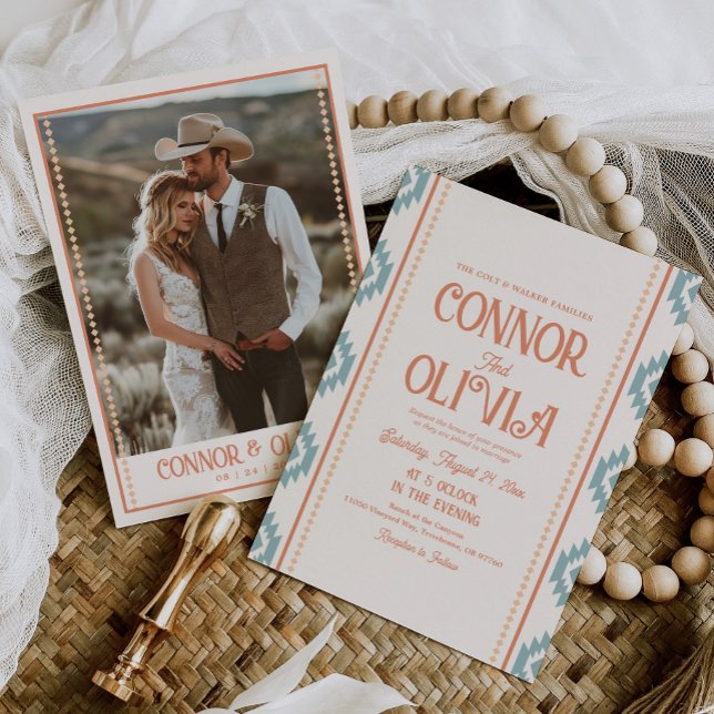Convite Modern Western Photo Wedding Invitation (Criador carregado)