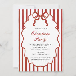 Convite Modern Whimsical  Bow Illustrated Christmas Party 