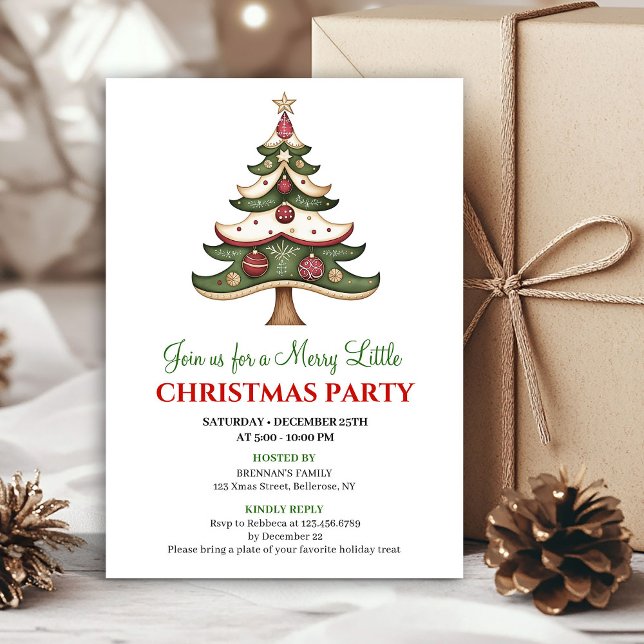 Convite Modern whimsical Christmas tree Christmas invite (Modern whimsical Christmas tree Christmas invite)