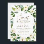 Convite Modern White Floral Wreath Sweet 16 Party<br><div class="desc">Convite de festas Floral Branca Moderno Doce 16 Ver coleção correspondente em Niche e Nest Store</div>