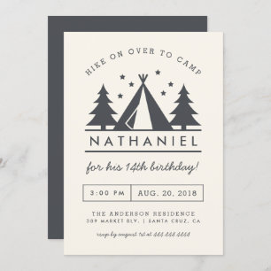 Convite Modern Wigwam no Woods Birthday Camp Party