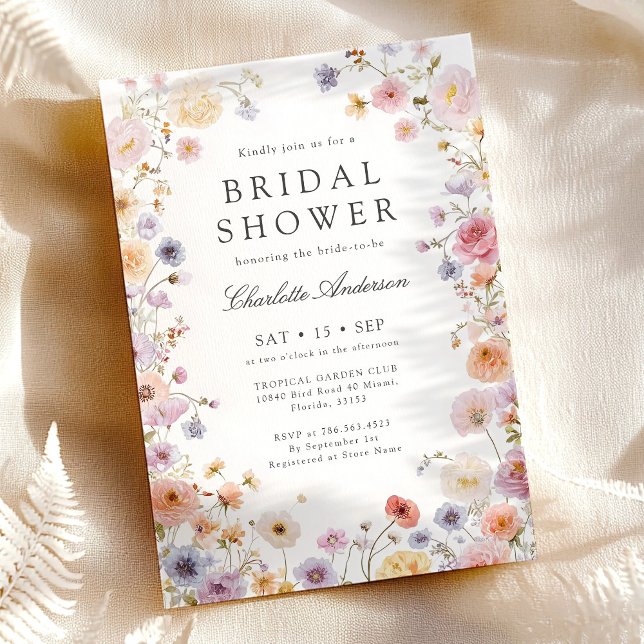 Convite Modern Wildflowers Bridal Shower (Criador carregado)