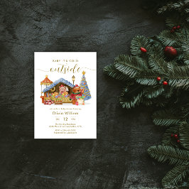 Convite Modern Winter Farmer Market Teddy Bear Baby Shower