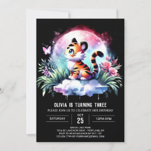 Convite Modern Woodland Tiger Birthday
