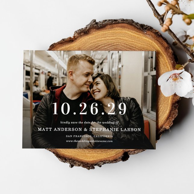 Convite Modern Your Wedding Date Photo Save The Date (Criador carregado)