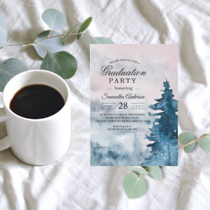 Convite Moderna Aquarela Árvore de Natal Inverno Inv