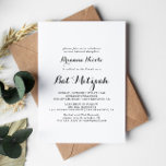 Convite Moderna Caligrafia Bat Mitzvah<br><div class="desc">Este convite do morcego mitzvah da caligrafia moderna é perfeito para um morcego russo mitzvah. O design simples e elegante apresenta a tipografia de scripts clássicos e ricos em preto e branco.</div>