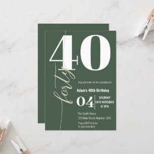 Convite Moderna Caligrafia Elegante Aniversário de 40 anos