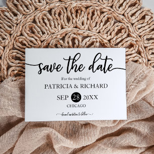 Convite Moderna Caligrafia Negrita para Casamento Save The