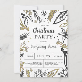 Convite Moderna cinza ousada festa de Natal em ouro