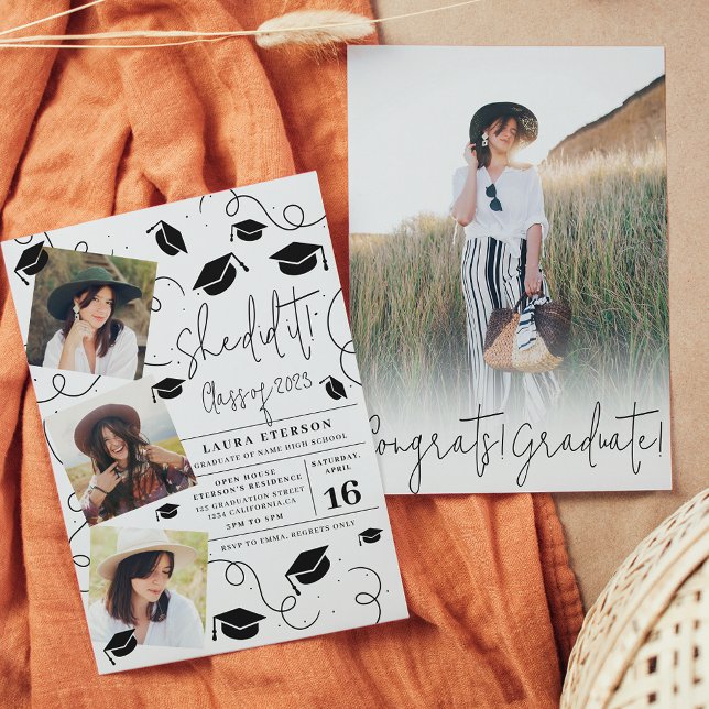 Convite Moderna Ela fez isso preto e branco, formando foto (Criador carregado)