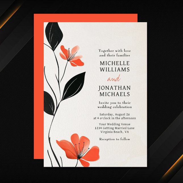 Convite Moderna Elegância Floral com Casamento Bold Blooms (Modern Floral Elegance with Bold Blooms Wedding Invitation)