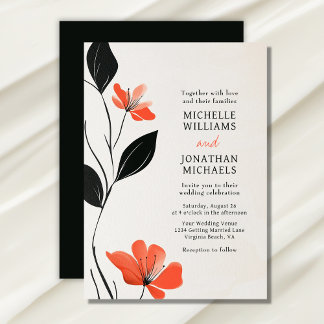 Convite Moderna Elegância Floral com Casamento Bold Blooms