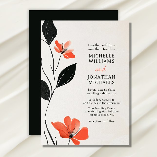 Convite Moderna Elegância Floral com Casamento Bold Blooms (Modern Floral Elegance with Bold Blooms Wedding Invitation)