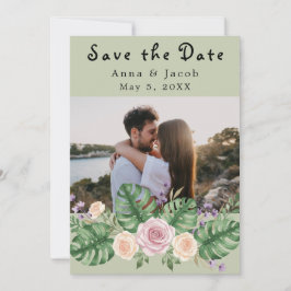 Convite Moderna Monstera Folheto Floral