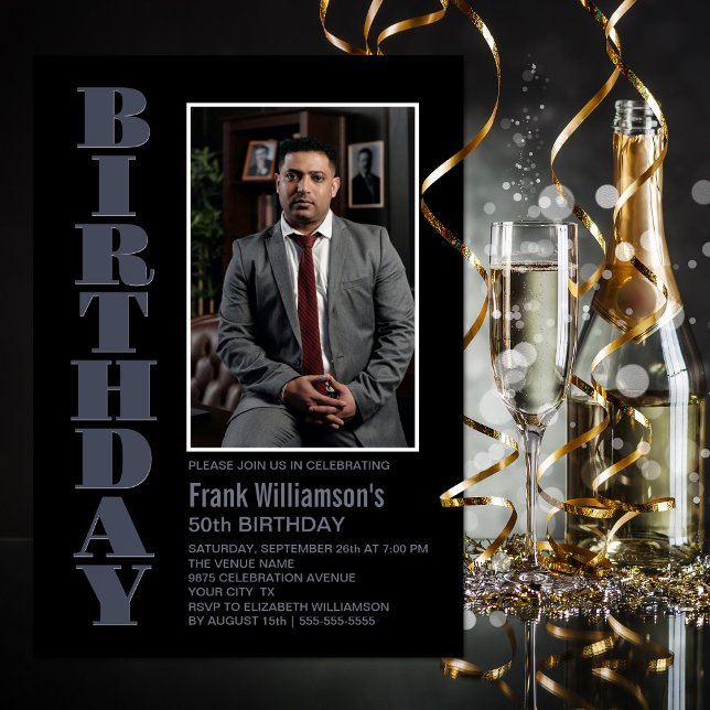 Convite Moderna qualquer Cinza preta de idade (Criador carregado)