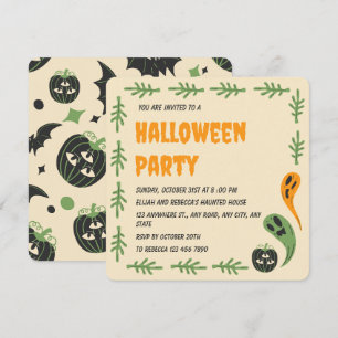 Convite Moderno 3 Eyed Pumpkin E Festa Ghost Halloween