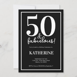 Convite Moderno 50 e Fabuloso Aniversário de 50 anos