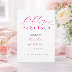 Convite Moderno 50 e Fabuloso Aniversário de 50 anos Rosa