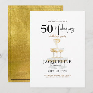 Convite Moderno 50 & Fabuloso Aniversário Champanhe III