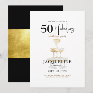 Convite Moderno 50 & Fabuloso Aniversário de Champanhe II