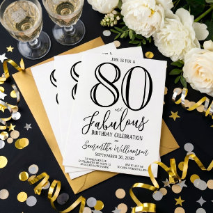 Convite Moderno 80 e Fabuloso Aniversário de Oitenta Anos